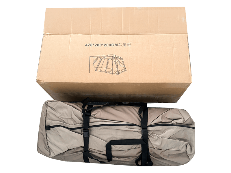 Tenda Kemah Luar Ruangan Dua Lapis Yang Menyambung Ke Bagian Belakang Kendaraan